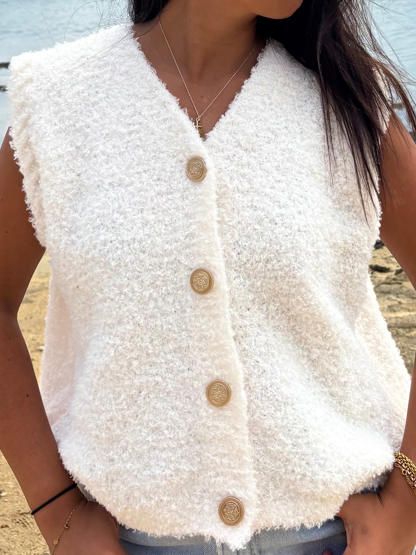 GILET LÉA BLANC