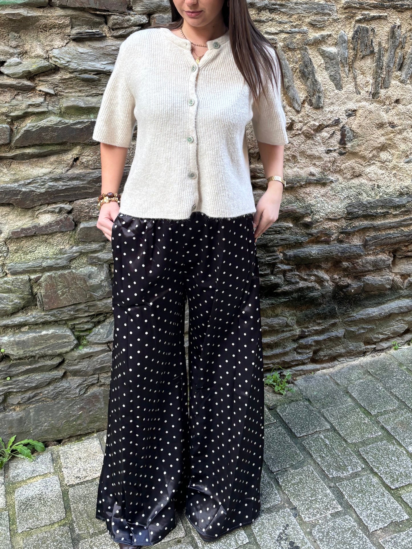PANTALON SATIN POIS