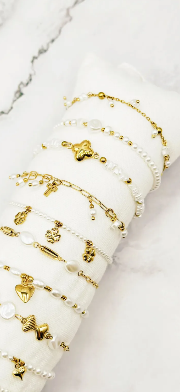 BRACELETS OR/WHITE