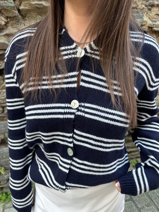PULL RAYÉ MARINE
