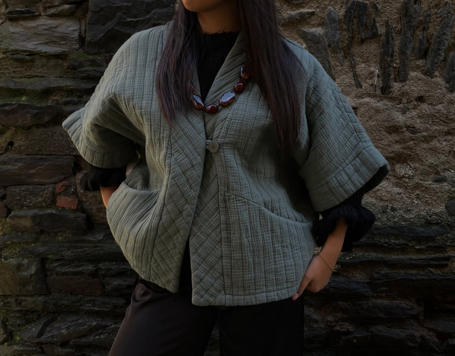 VESTE KIMONO KAKI