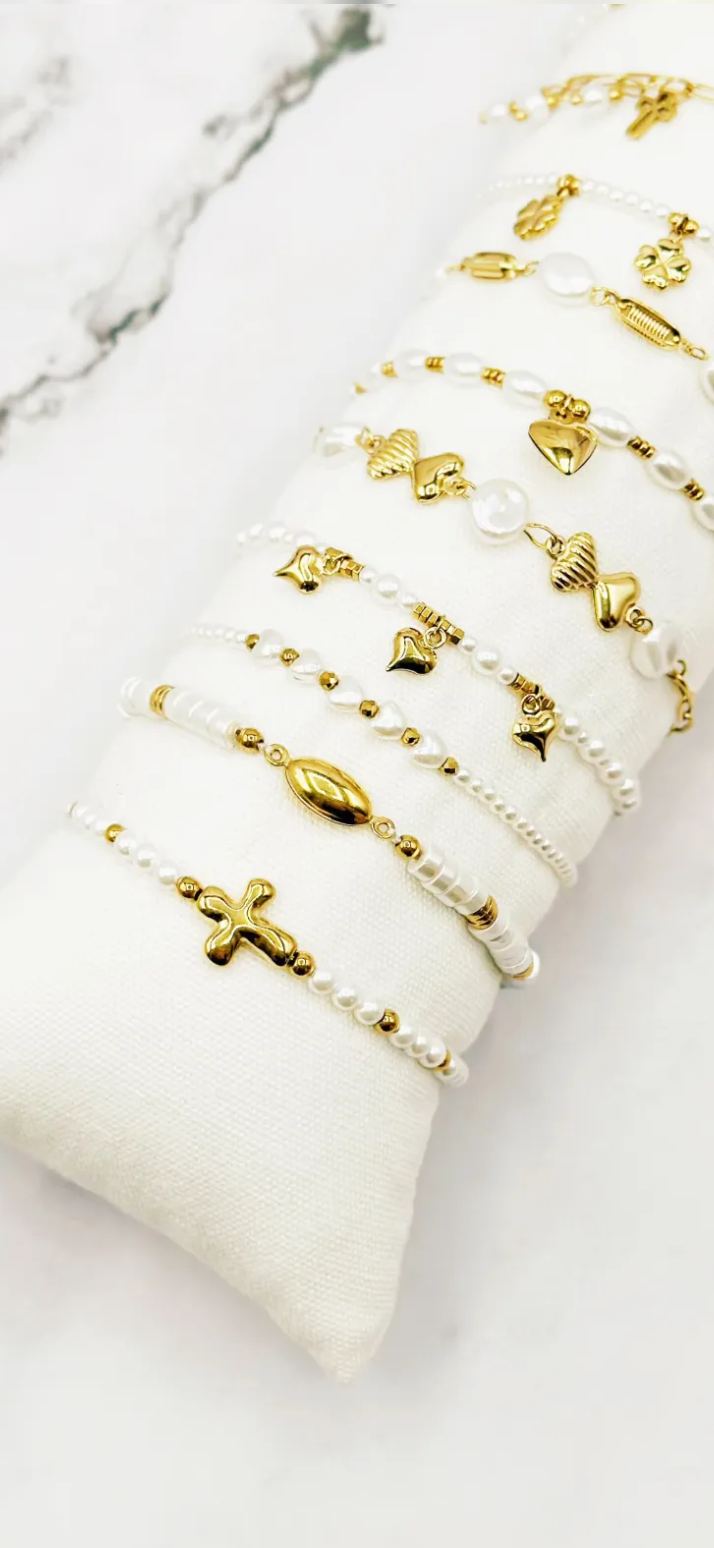 BRACELETS OR/WHITE