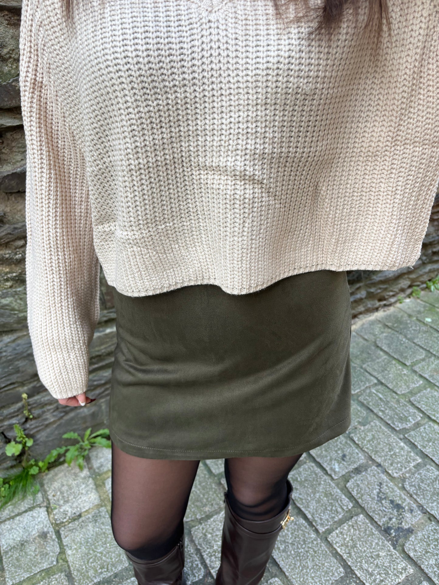 JUPE-SHORT DAIM KAKI