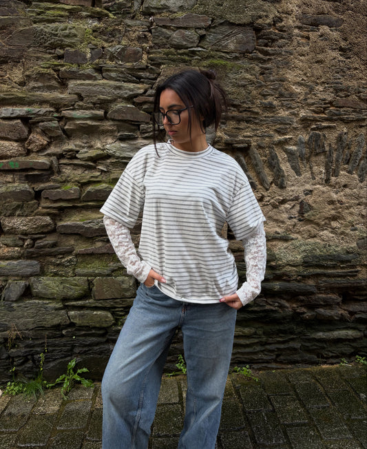 T-SHIRT RAYÉ GRIS