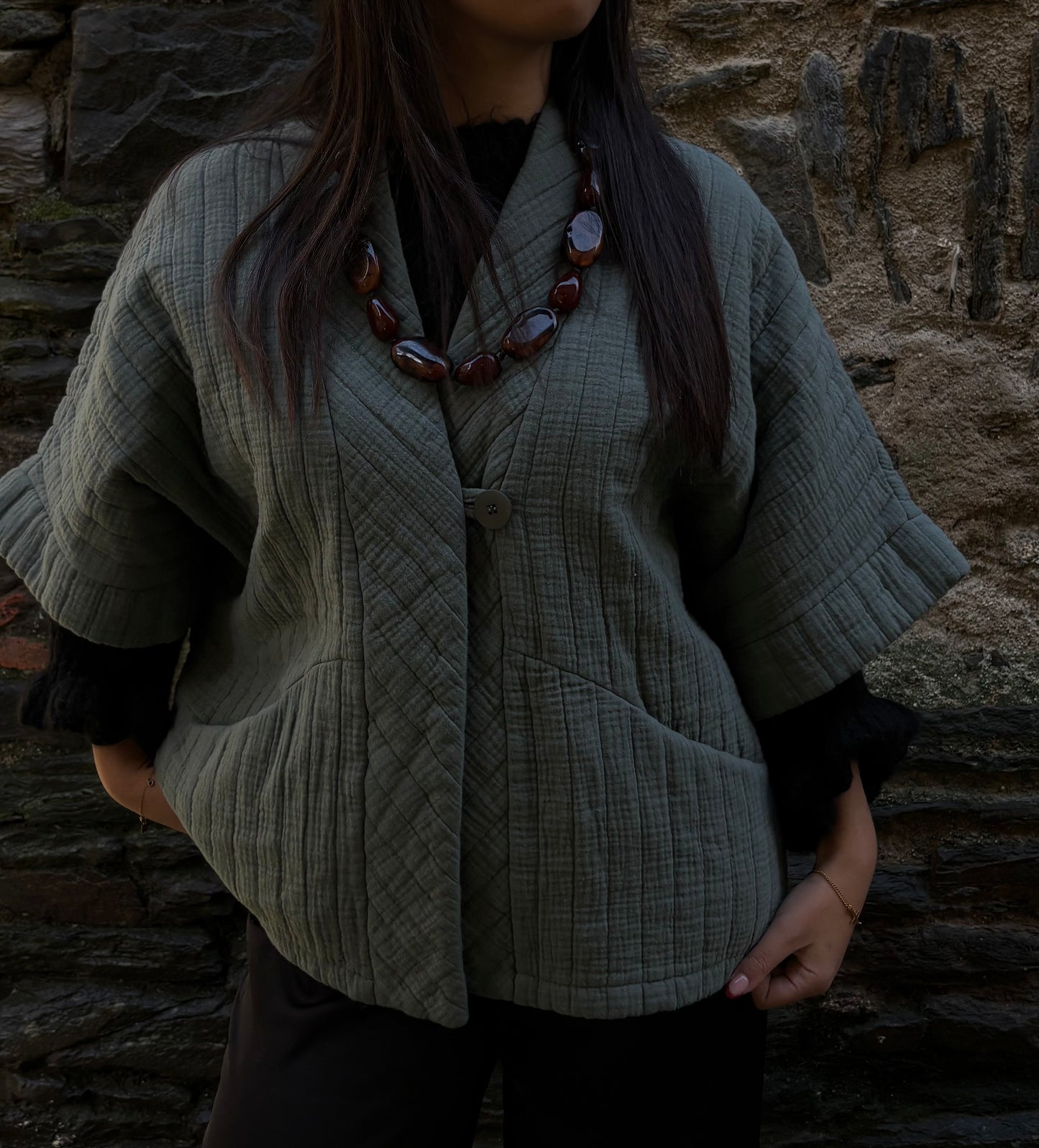 VESTE KIMONO KAKI