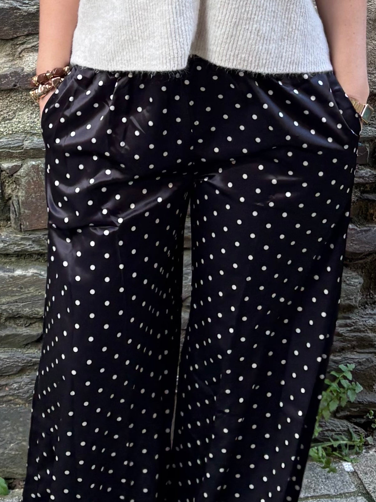 PANTALON SATIN POIS