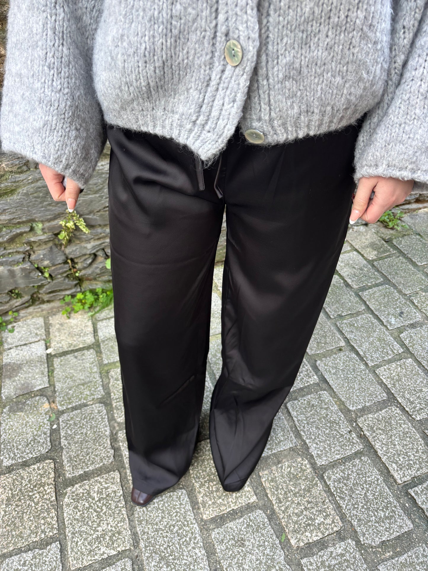 PANTALON SATIN NOIR