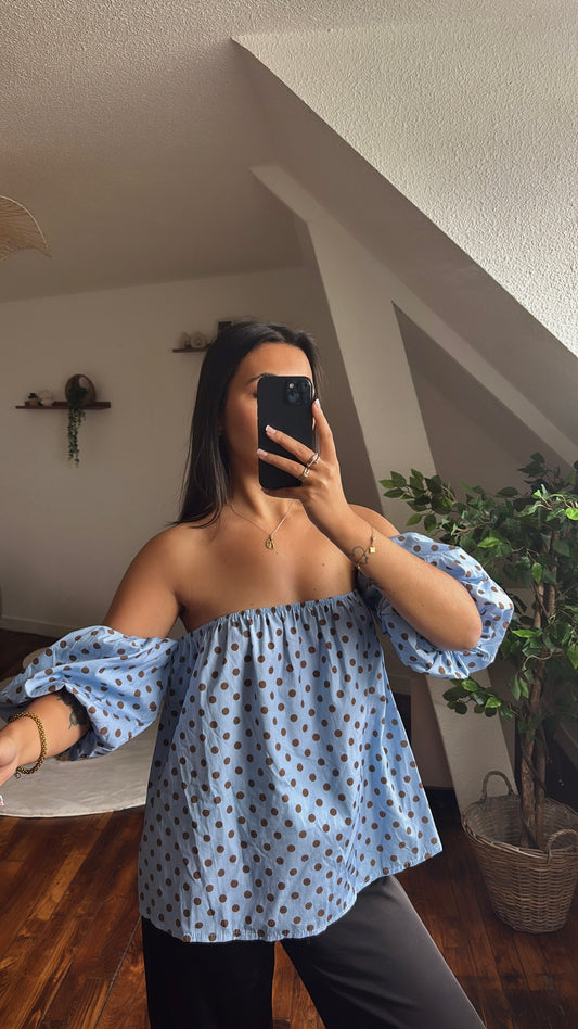 BLOUSE CLÉMENCE BLEU.